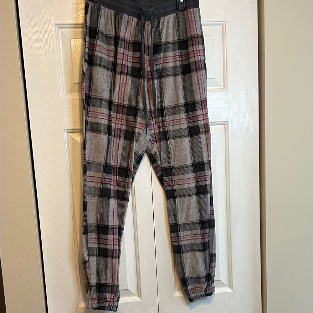 Secret Treasures Plaid Joggers - Gray and Pink